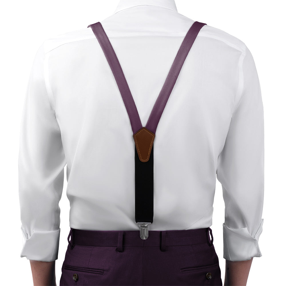 Azazie Grape Suspenders - On Model Front View - Knotty Tie Co.