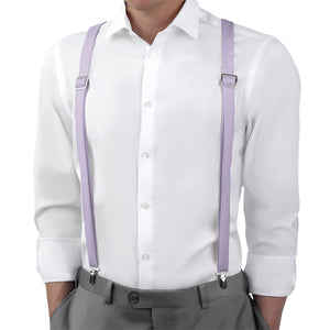 Azazie Lilac Suspenders - On Model Back View - Knotty Tie Co.