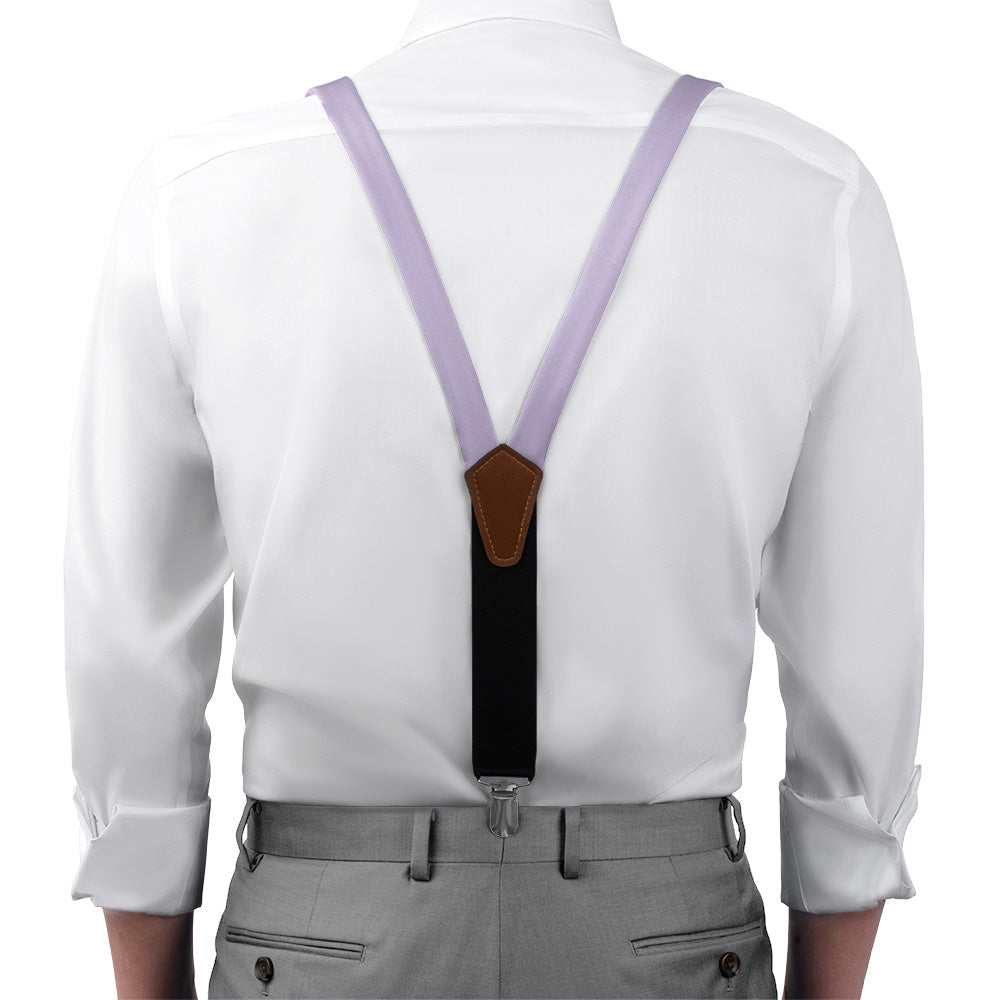 Azazie Lilac Suspenders - On Model Front View - Knotty Tie Co.