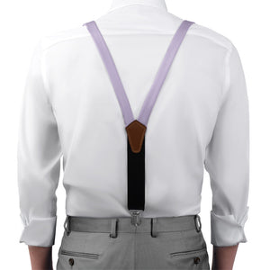 Azazie Lilac Suspenders - On Model Front View - Knotty Tie Co.