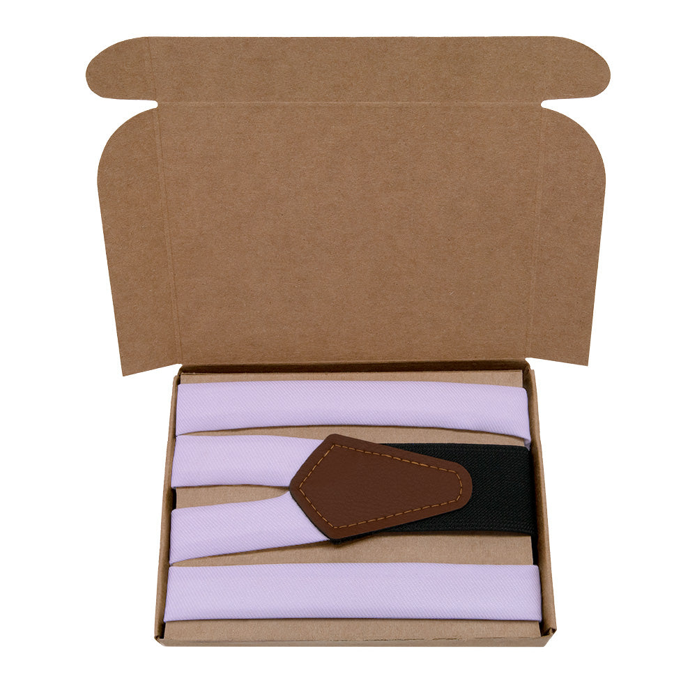 Azazie Lilac Suspenders - Kraft Gift Box Packaging - Knotty Tie Co.