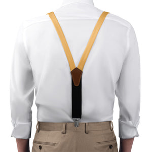 Azazie Marigold Suspenders - On Model Front View - Knotty Tie Co.