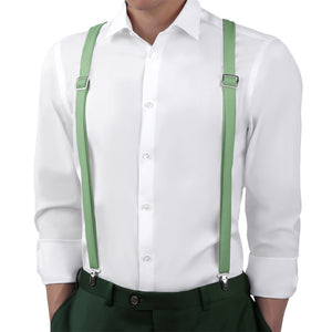 Azazie Matcha Suspenders - On Model Back View - Knotty Tie Co.