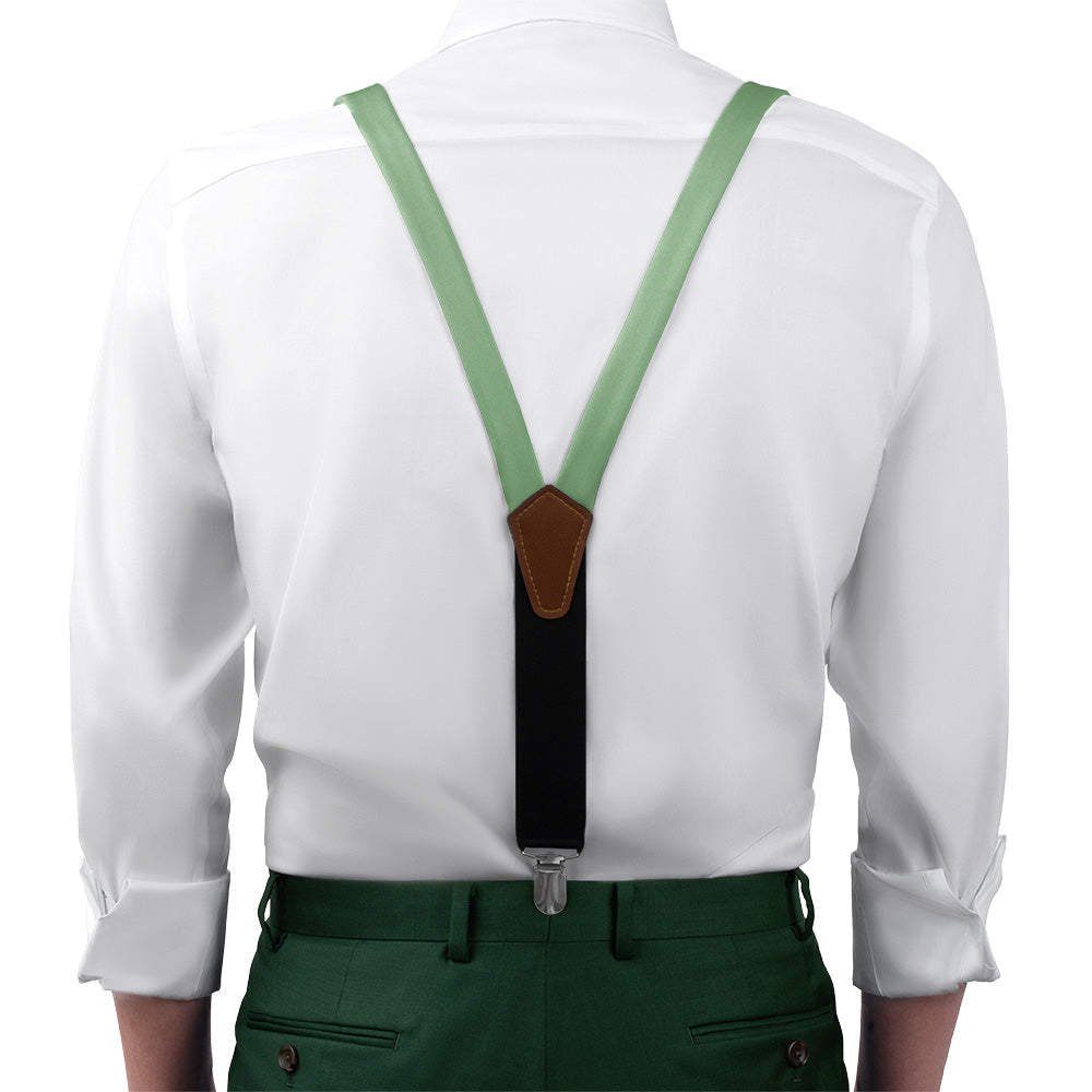 Azazie Matcha Suspenders - On Model Front View - Knotty Tie Co.