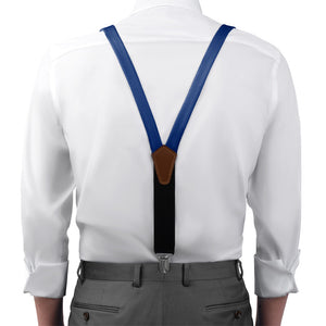 Azazie Navy Blue Suspenders - On Model Front View - Knotty Tie Co.