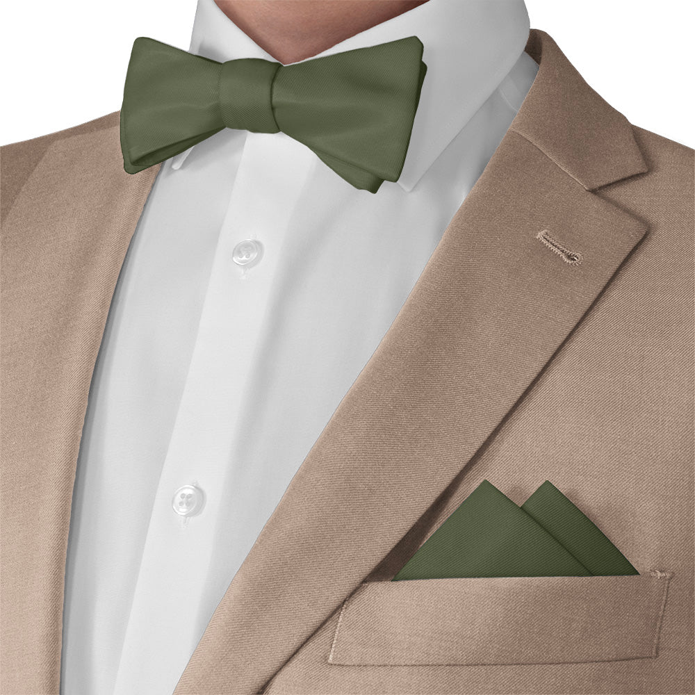 Azazie Olive Pocket Square - Matching Bow Tie - Knotty Tie Co.