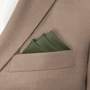 Azazie Olive Pocket Square - Stairs Fold - Knotty Tie Co.