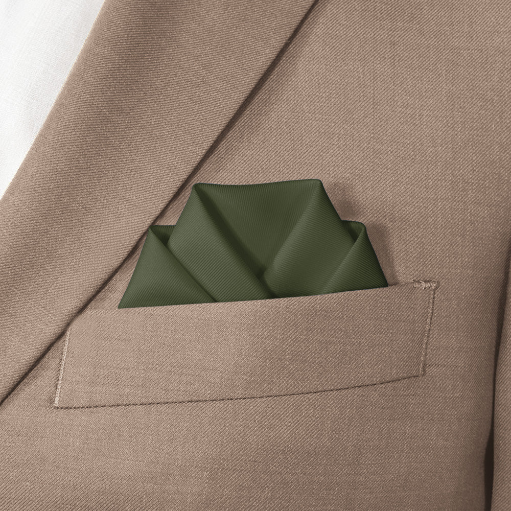 Azazie Olive Pocket Square - Scalloped Fold - Knotty Tie Co.