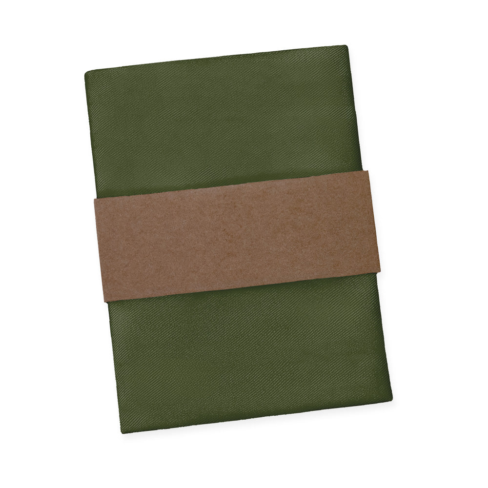 Azazie Olive Pocket Square - Packaging - Knotty Tie Co.