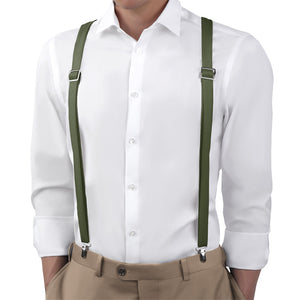 Azazie Olive Suspenders - On Model Back View - Knotty Tie Co.