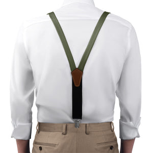 Azazie Olive Suspenders - On Model Front View - Knotty Tie Co.