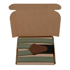 Azazie Olive Suspenders - Kraft Gift Box Packaging - Knotty Tie Co.