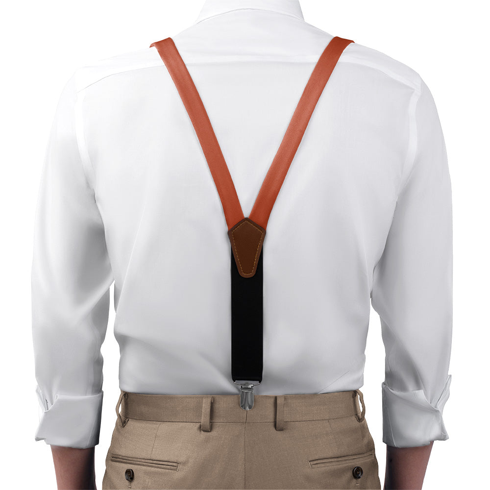 Azazie Paprika Suspenders - On Model Front View - Knotty Tie Co.