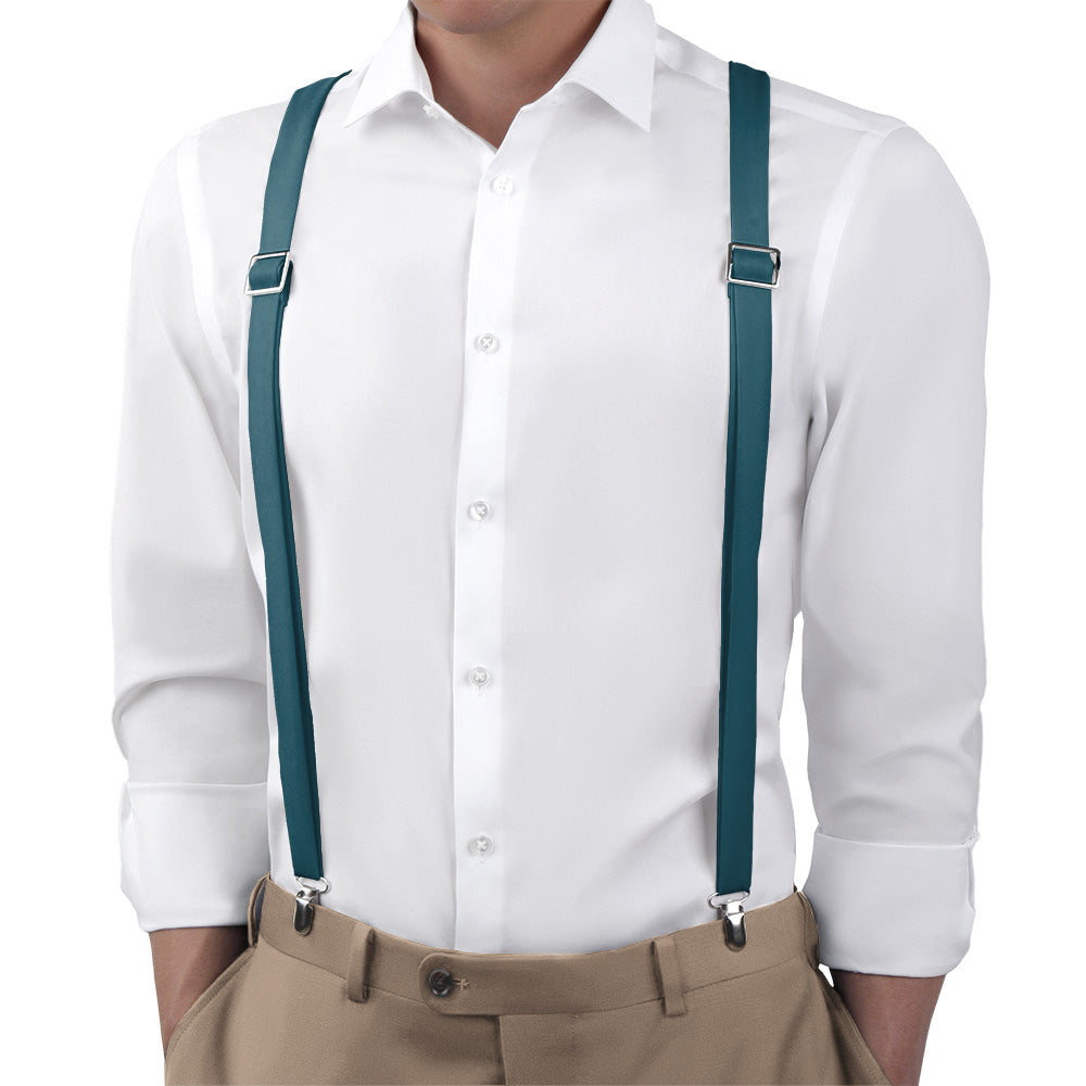 Azazie Peacock Suspenders - On Model Back View - Knotty Tie Co.