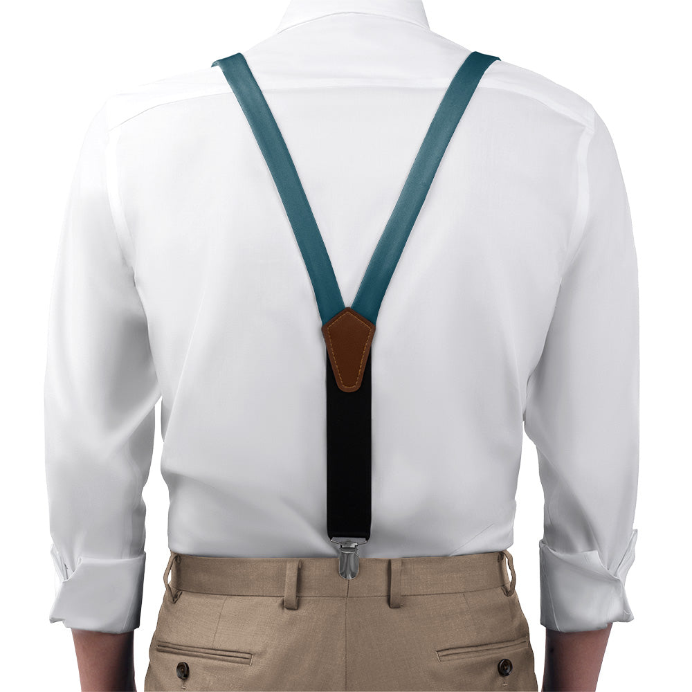 Azazie Peacock Suspenders - On Model Front View - Knotty Tie Co.