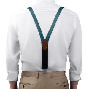 Azazie Peacock Suspenders - On Model Front View - Knotty Tie Co.