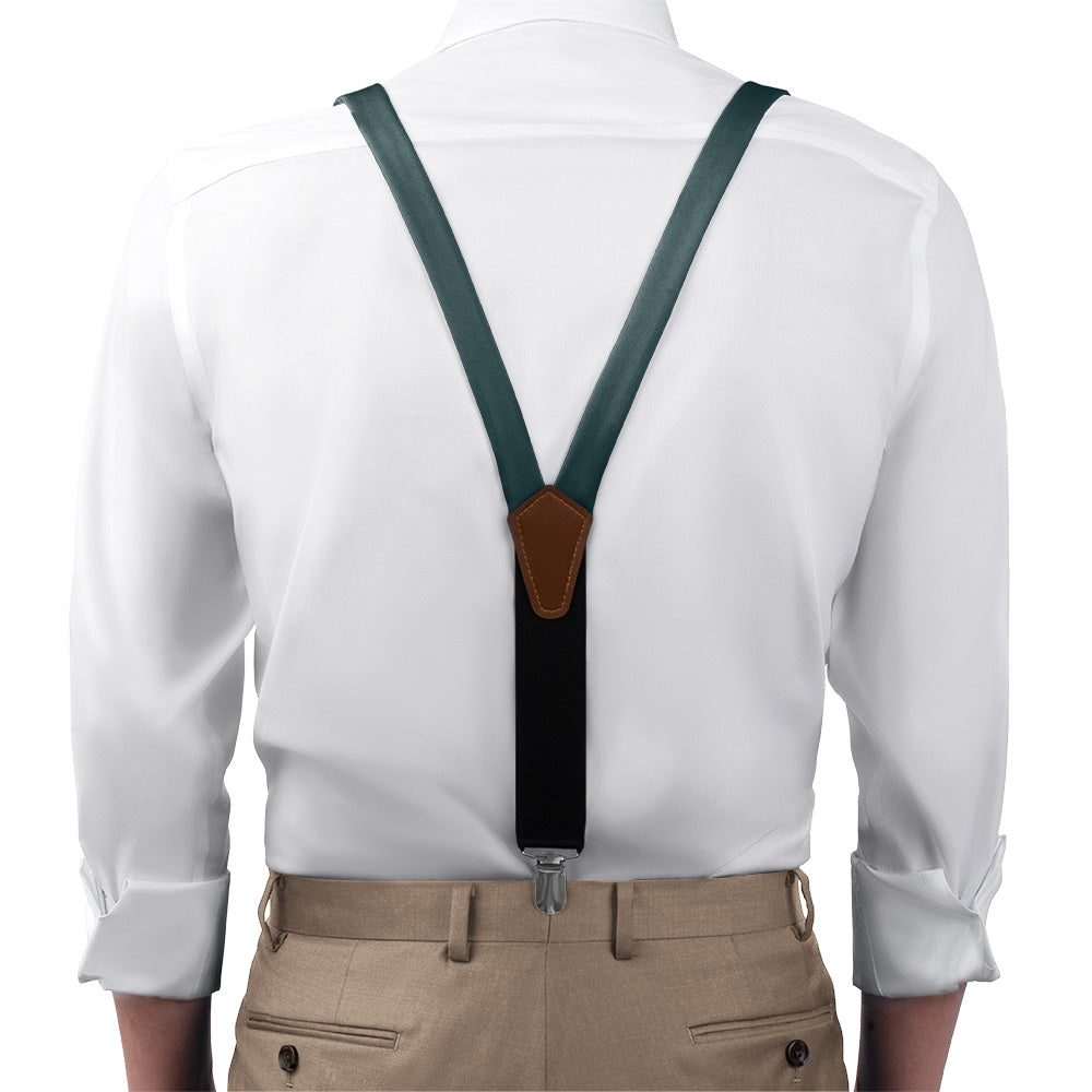 Azazie Pine Suspenders - On Model Front View - Knotty Tie Co.