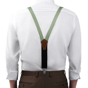 Azazie Pistachio Suspenders - On Model Front View - Knotty Tie Co.