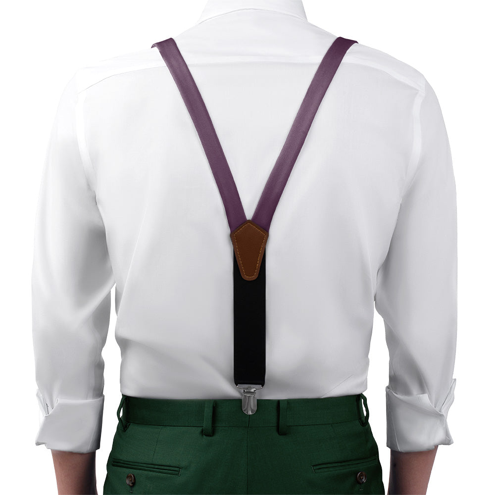 Azazie Plum Suspenders - On Model Front View - Knotty Tie Co.