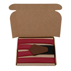 Azazie Pomegranate Suspenders - Kraft Gift Box Packaging - Knotty Tie Co.