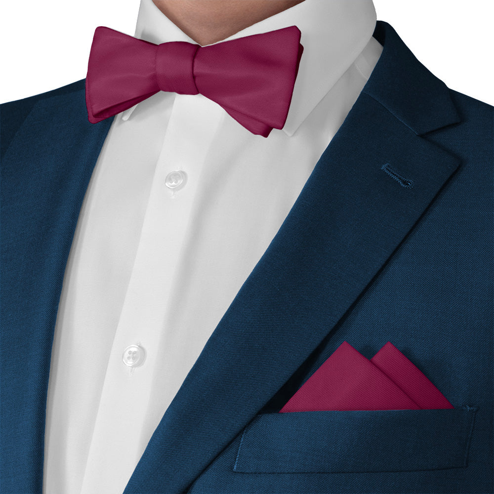 Azazie Raspberry Pocket Square - Matching Bow Tie - Knotty Tie Co.