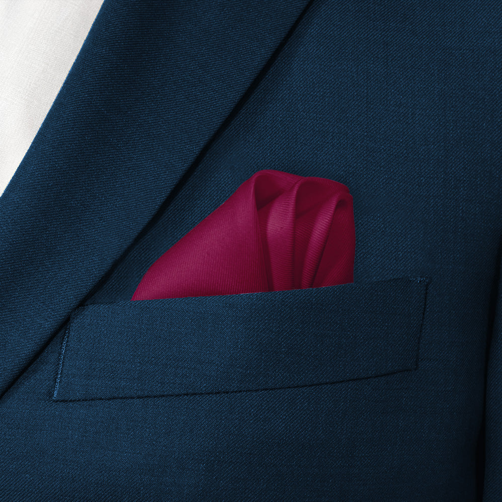 Azazie Raspberry Pocket Square - Wave Fold - Knotty Tie Co.