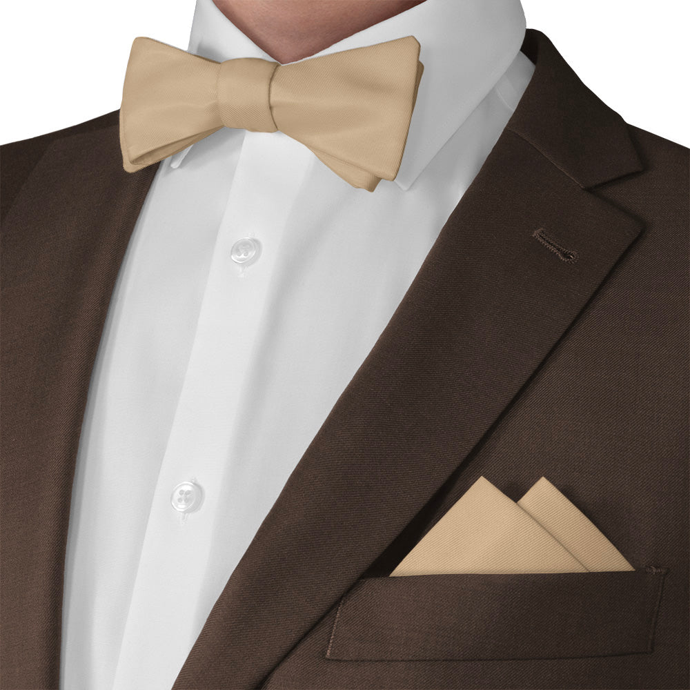 Azazie Sand Pocket Square - Matching Bow Tie - Knotty Tie Co.