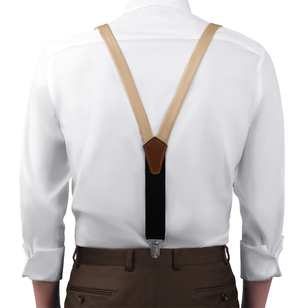 Azazie Sand Suspenders - On Model Front View - Knotty Tie Co.