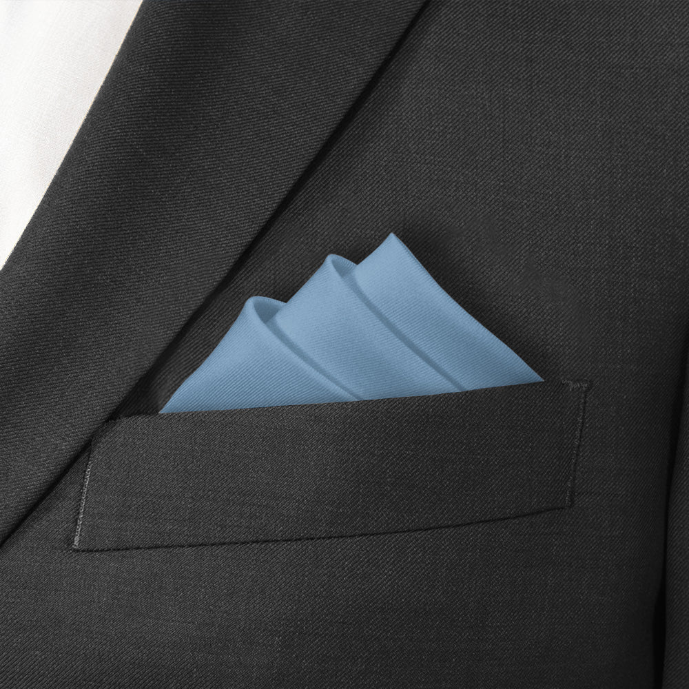 Azazie Steel Blue Pocket Square - Stairs Fold - Knotty Tie Co.