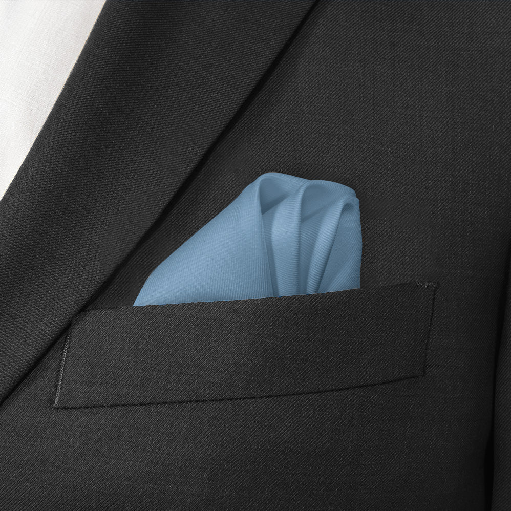 Azazie Steel Blue Pocket Square - Wave Fold - Knotty Tie Co.