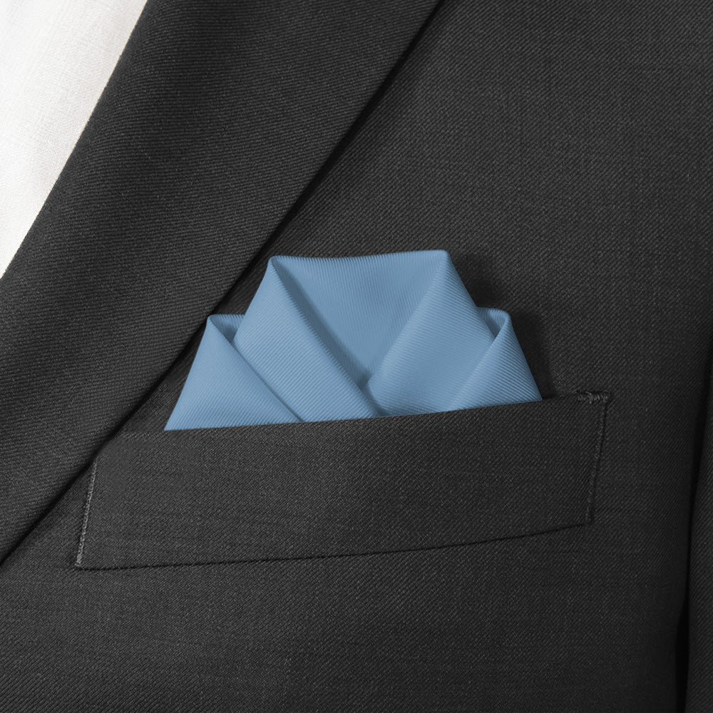 Azazie Steel Blue Pocket Square - Scalloped Fold - Knotty Tie Co.