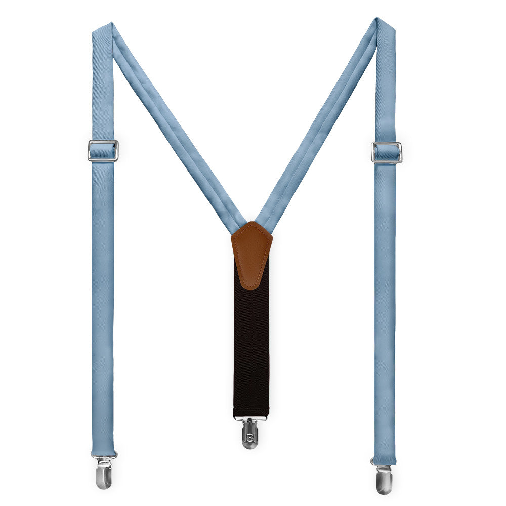 Azazie Steel Blue Suspenders - Full Front View - Knotty Tie Co.