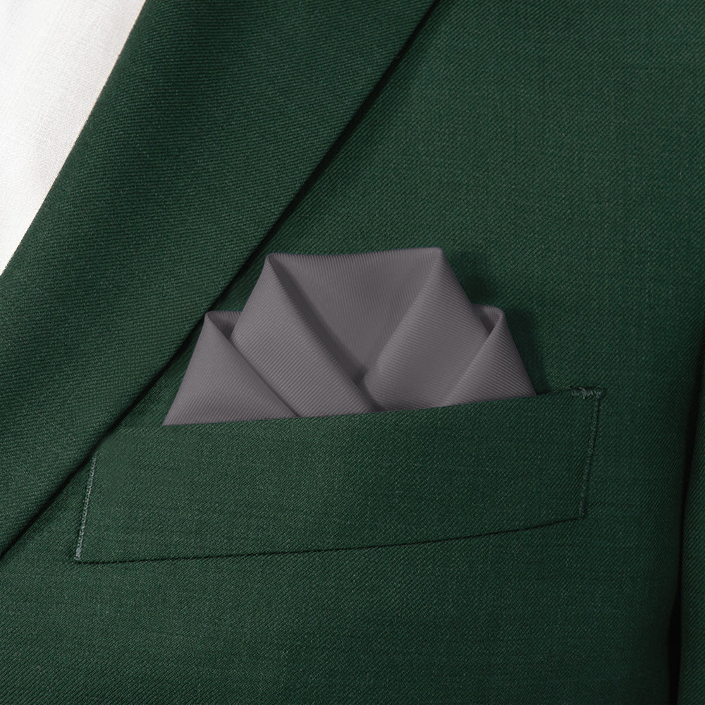 Azazie Steel Grey Pocket Square - Scalloped Fold - Knotty Tie Co.