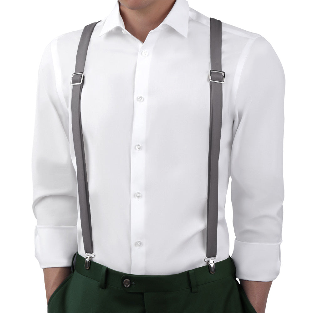 Azazie Steel Grey Suspenders - Main View - Knotty Tie Co.