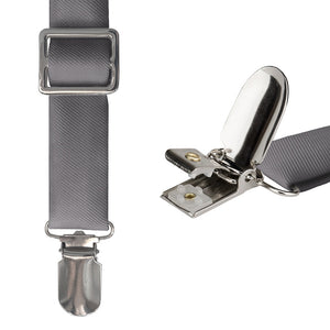 Azazie Steel Grey Suspenders - Hardware and Strap - Knotty Tie Co.