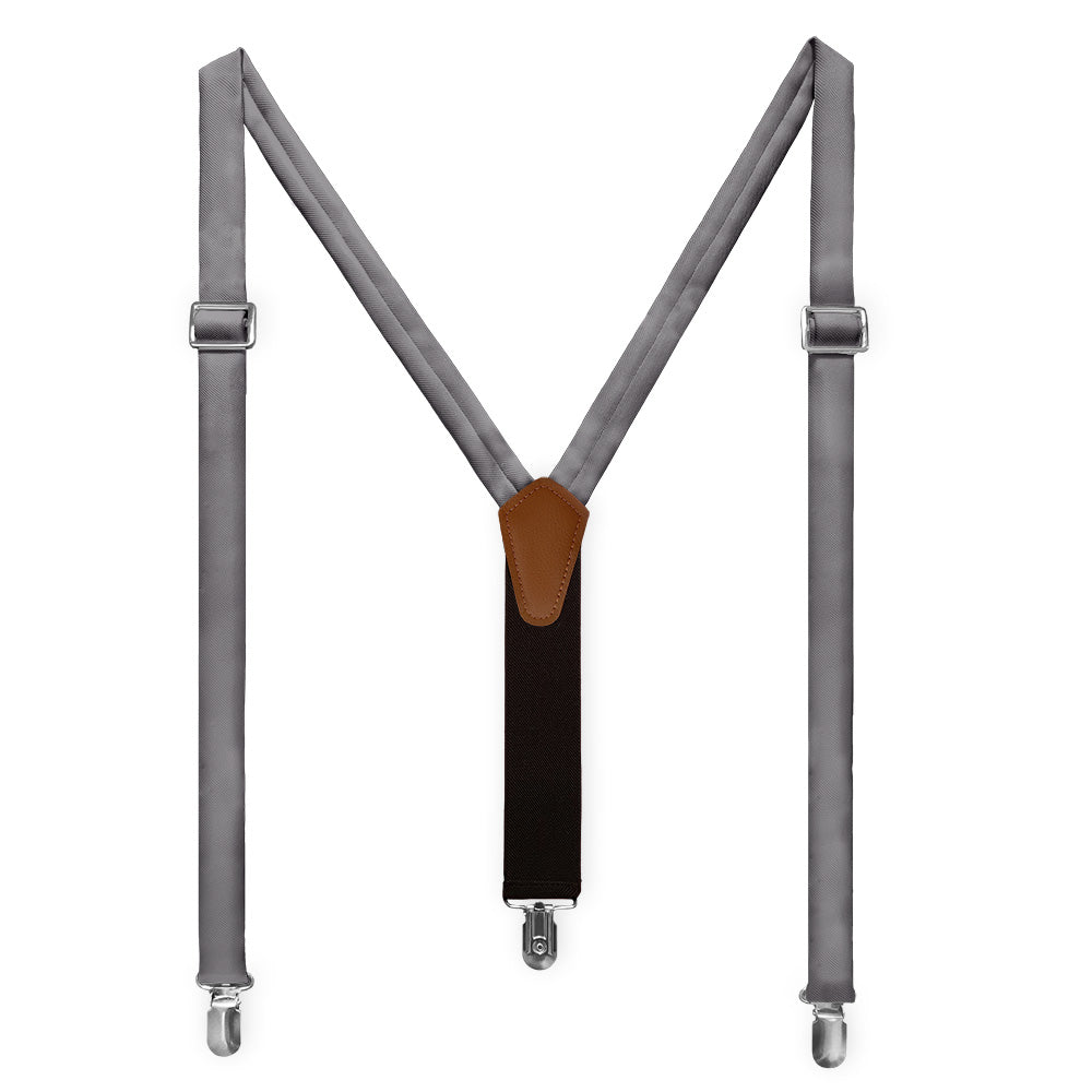 Azazie Steel Grey Suspenders - Full Front View - Knotty Tie Co.