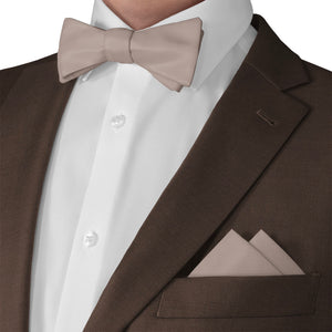 Azazie Taupe Pocket Square - Matching Bow Tie - Knotty Tie Co.