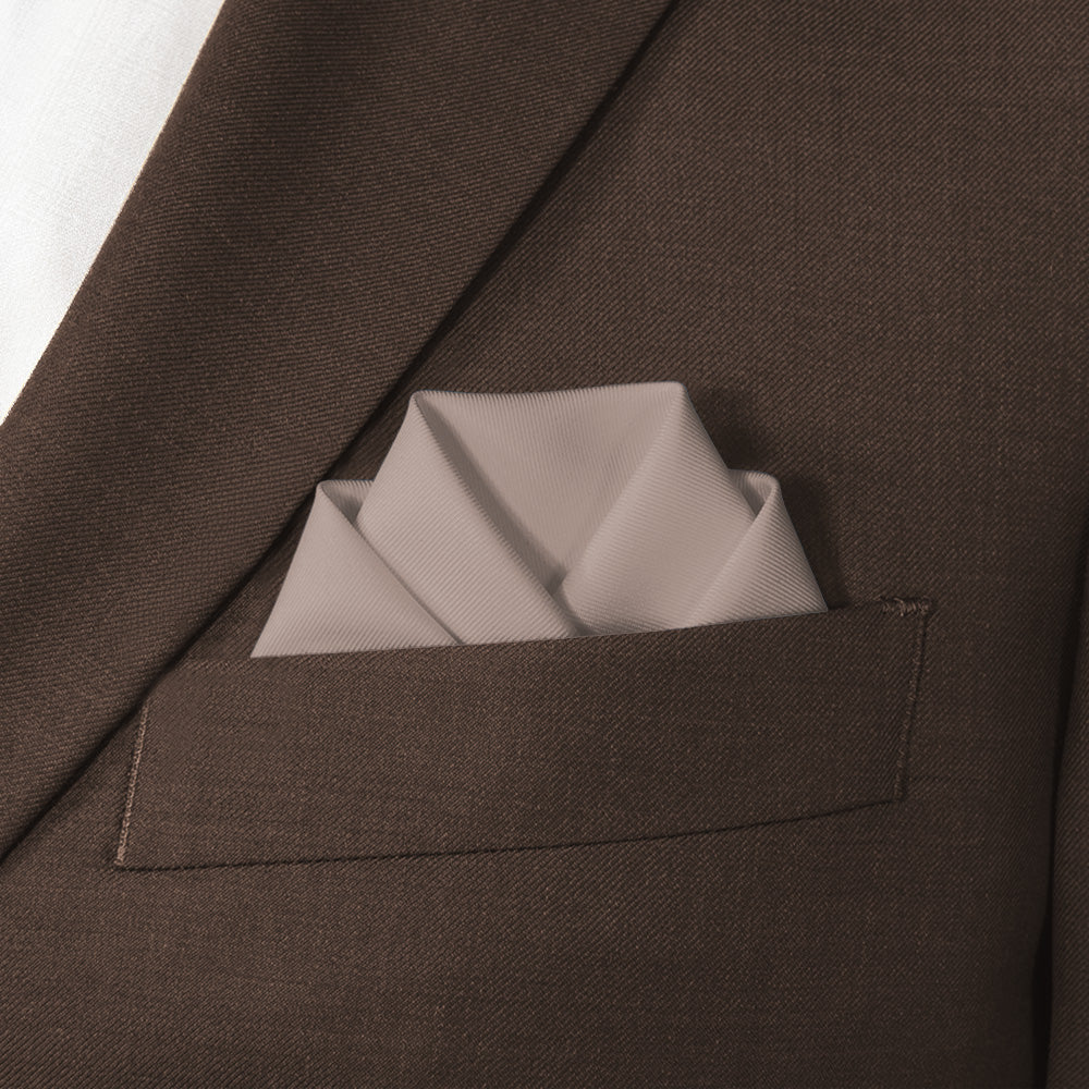 Azazie Taupe Pocket Square - Scalloped Fold - Knotty Tie Co.