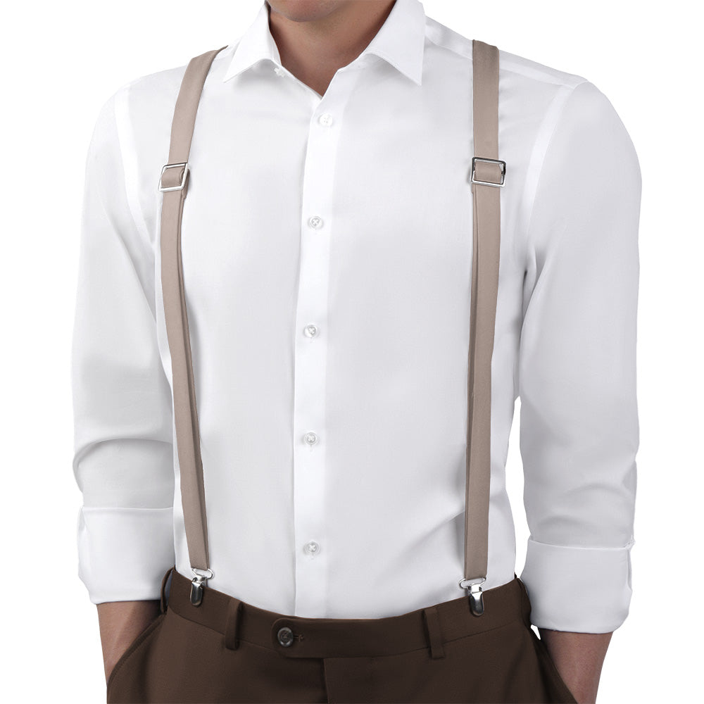 Azazie Taupe Suspenders - Main View - Knotty Tie Co.