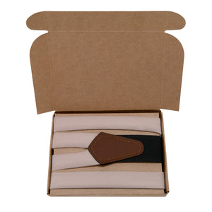 Azazie Taupe Suspenders - Kraft Gift Box Packaging - Knotty Tie Co.