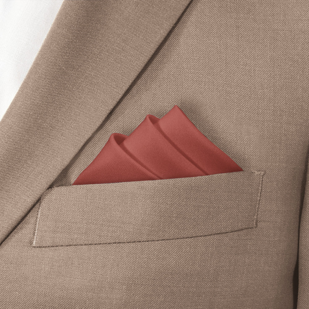 Azazie Terracotta Pocket Square - Stairs Fold - Knotty Tie Co.