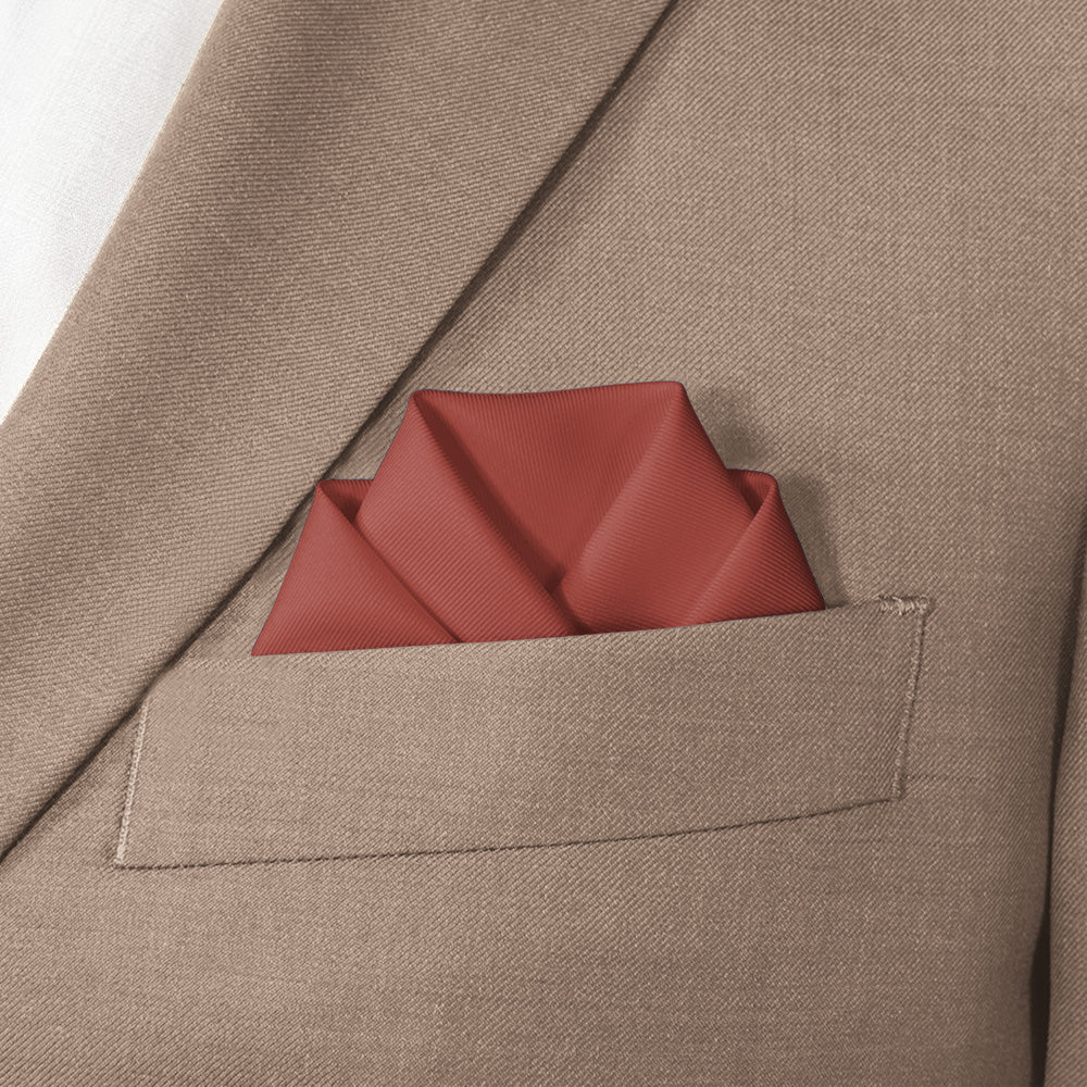 Azazie Terracotta Pocket Square - Scalloped Fold - Knotty Tie Co.