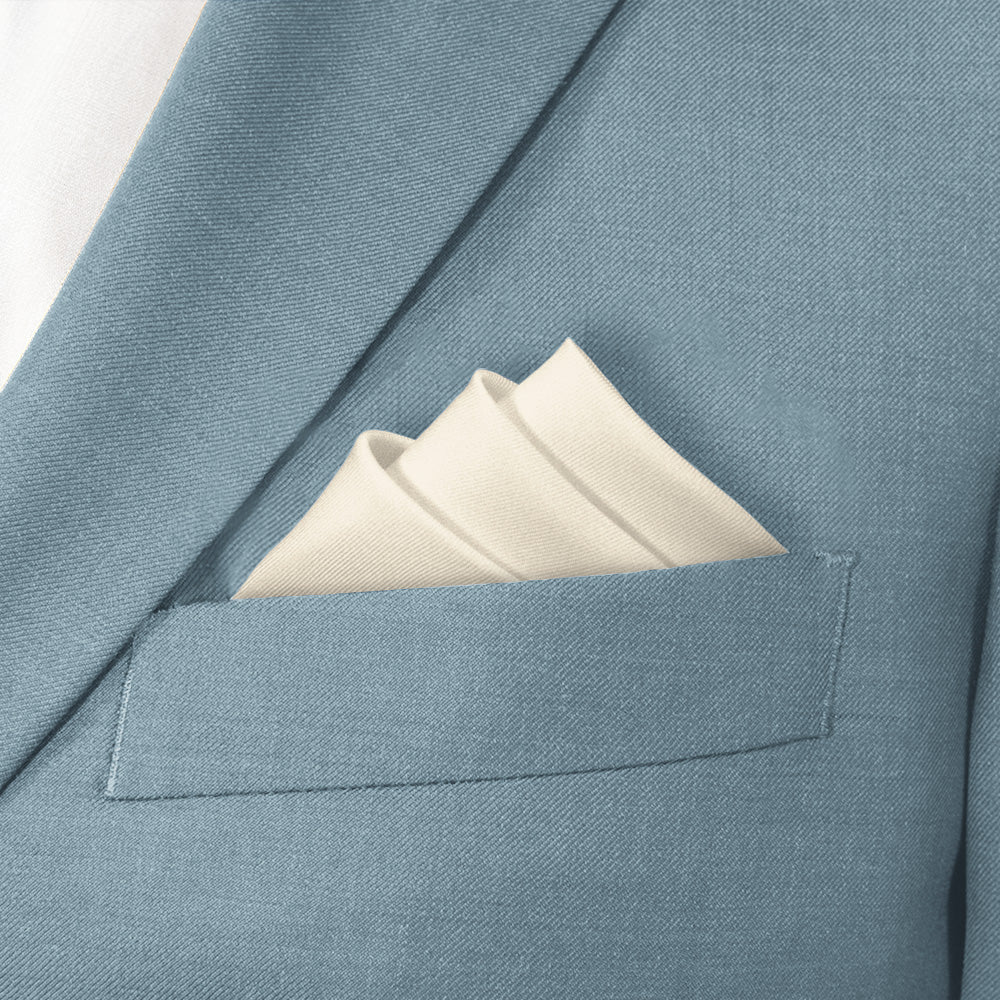 Azazie White Alabaster Pocket Square - Stairs Fold - Knotty Tie Co.