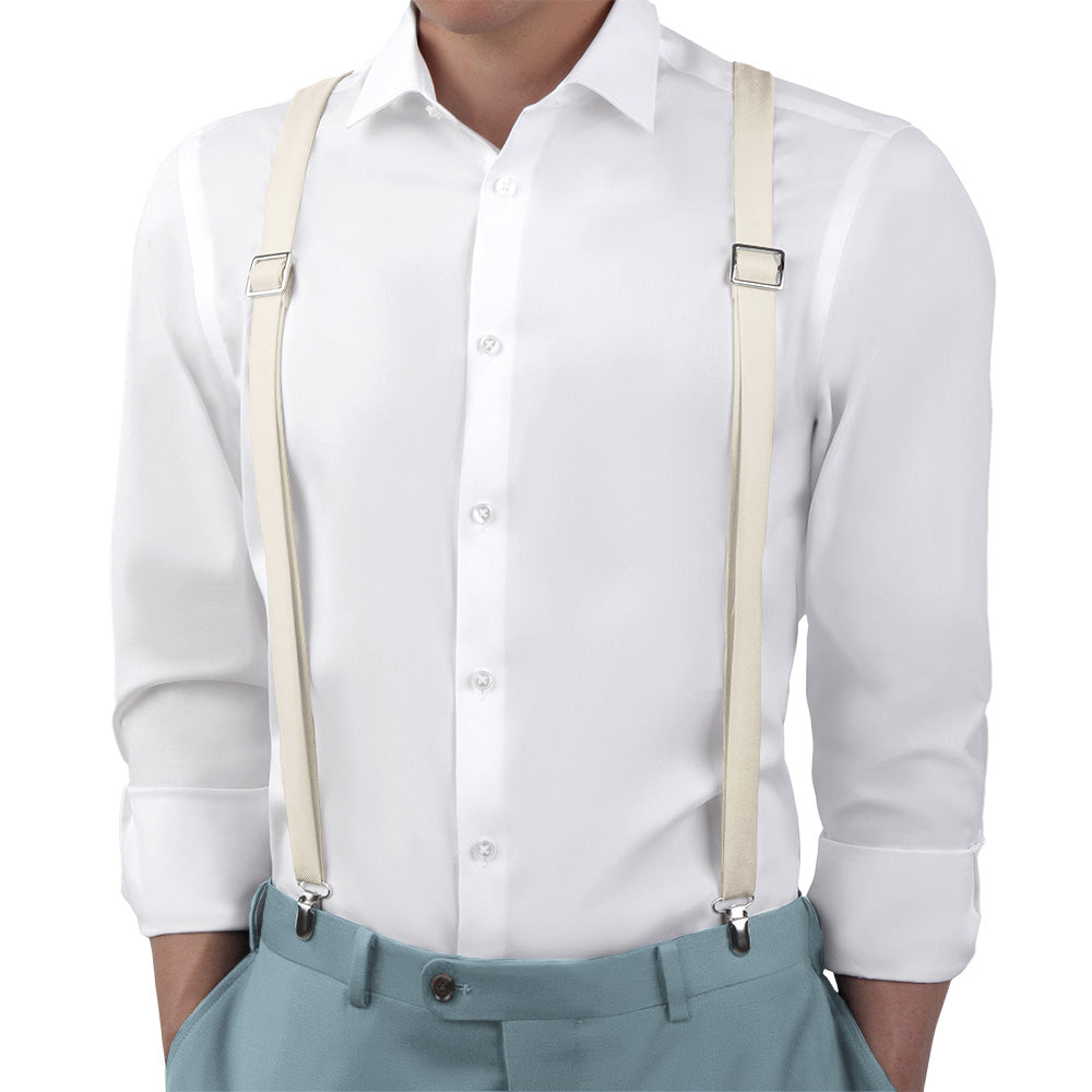 Azazie White Alabaster Suspenders - Main View - Knotty Tie Co.