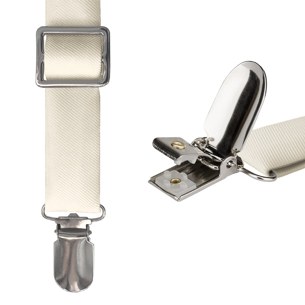 Azazie White Alabaster Suspenders - Hardware and Strap - Knotty Tie Co.