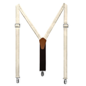 Azazie White Alabaster Suspenders - Full Front View - Knotty Tie Co.