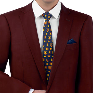 Backcourt Basketball Necktie 5 Matching Pocket Square - Knotty Tie Co.