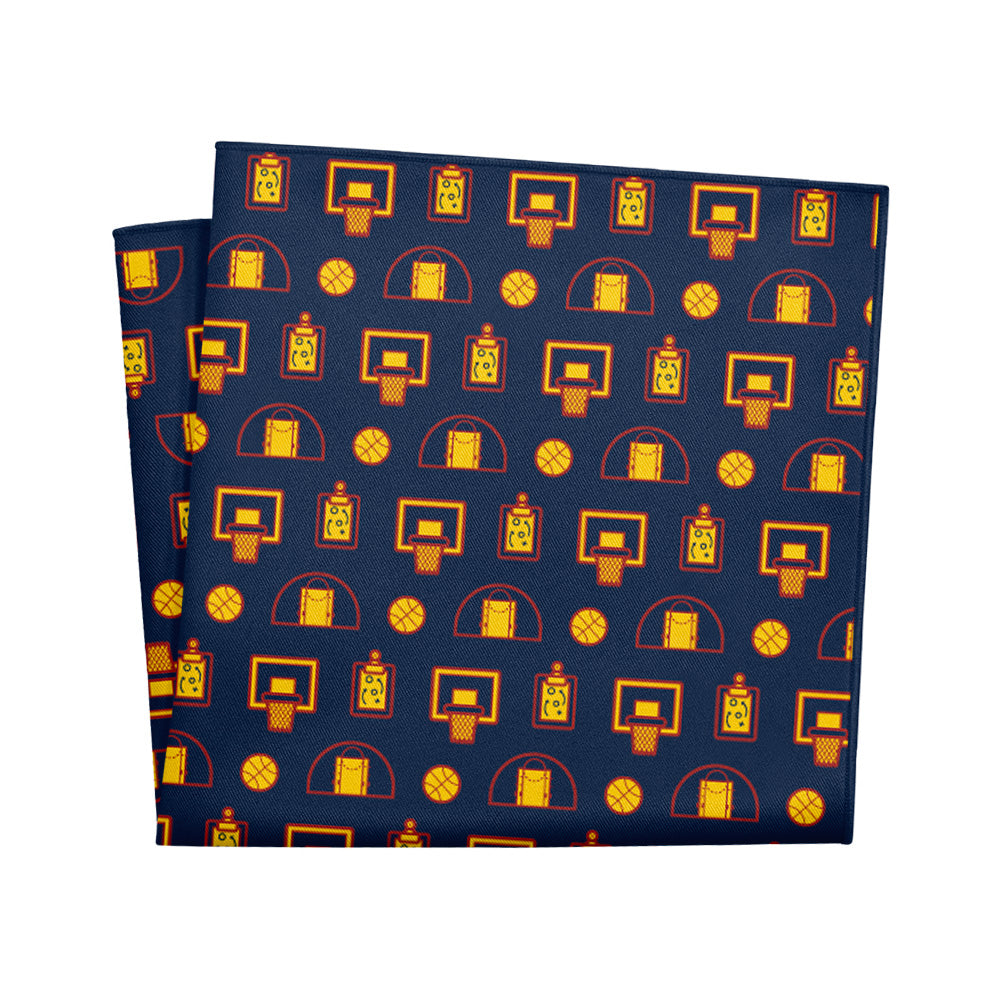 Backcourt Basketball Pocket Square 1 Folded - Knotty Tie Co.