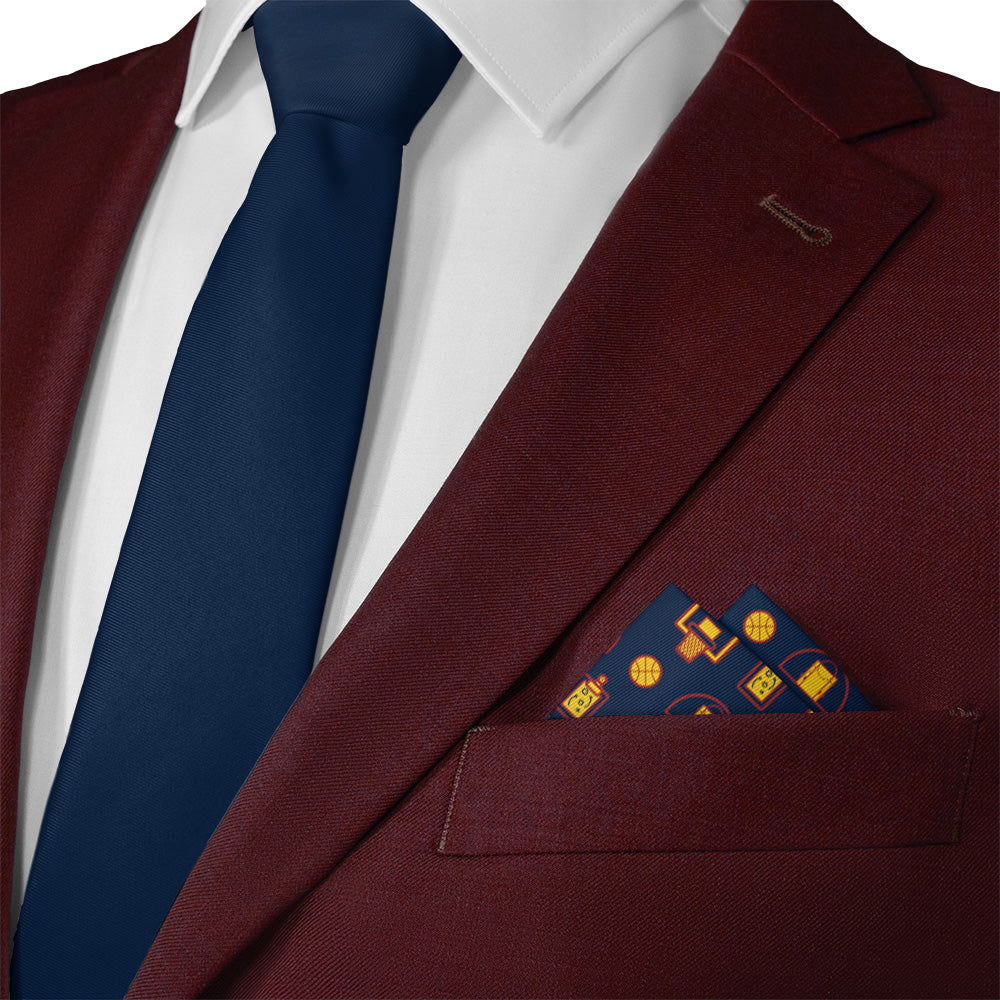 Backcourt Basketball Pocket Square 2 Matching Necktie - Knotty Tie Co.