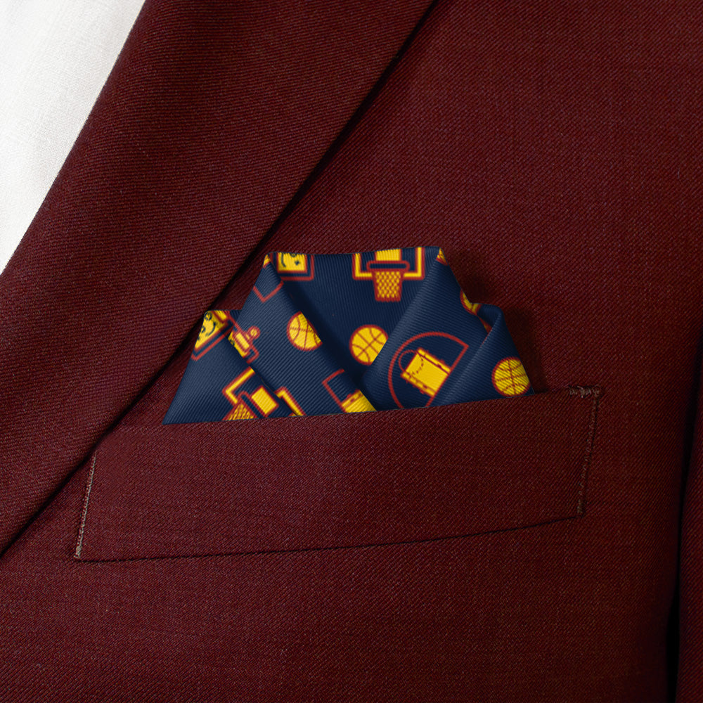 Backcourt Basketball Pocket Square 6 Scalloped Fold - Knotty Tie Co.